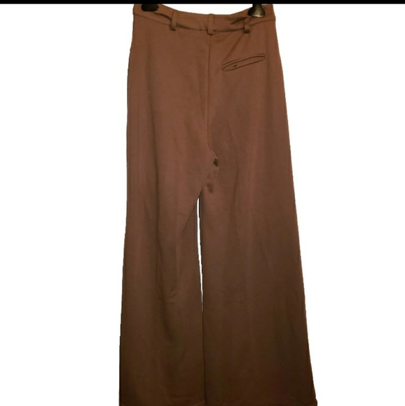 FOR LOVE & LEMONS Shannon Pants Camel Wide Leg Front Seam Knit Trousers Sz S - Picture 4 of 13